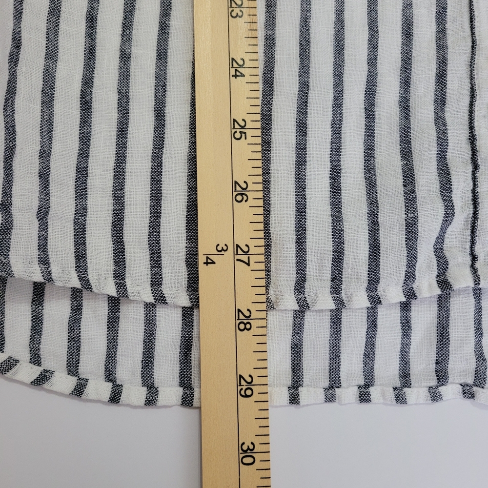 Sigrid Olsen 100% Linen Blue and White Striped Button Down Shirt - Picture 6 of 7